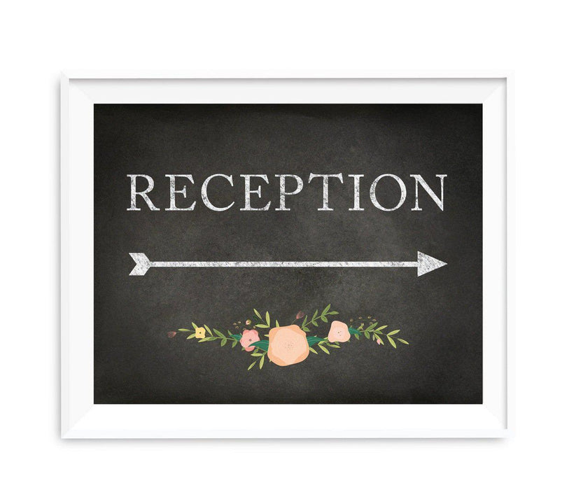 Chalkboard & Floral Roses Wedding Party Directional Signs-Set of 1-Andaz Press-Reception-