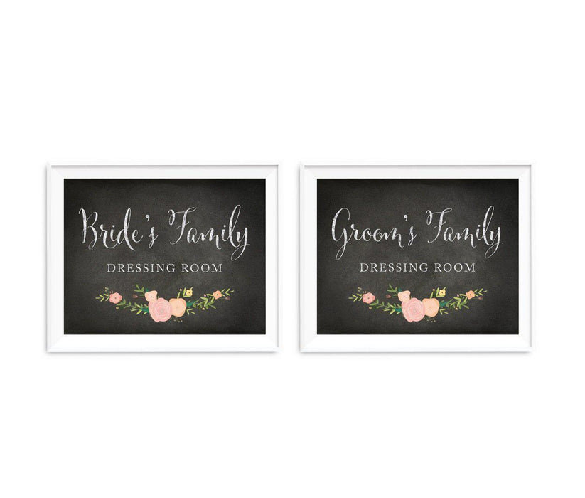 Chalkboard & Floral Roses Wedding Party Signs, 2-Pack-Set of 2-Andaz Press-Ladies, Gents-