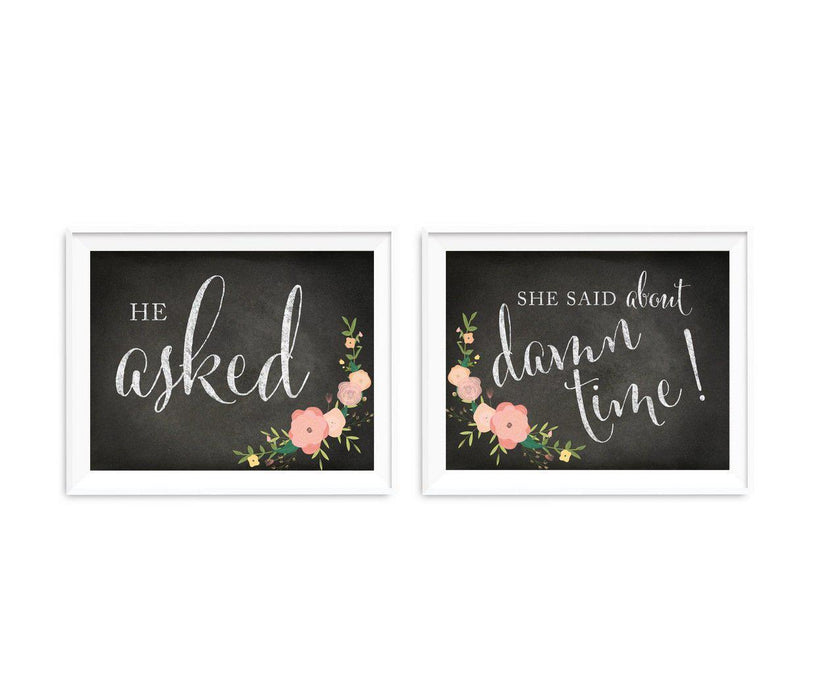 Chalkboard & Floral Roses Wedding Party Signs, 2-Pack-Set of 2-Andaz Press-Ladies, Gents-