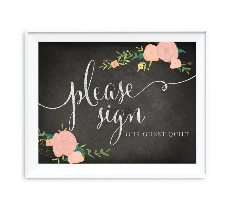 Chalkboard & Floral Roses Wedding Party Signs-Set of 1-Andaz Press-Mr. & Mrs.-