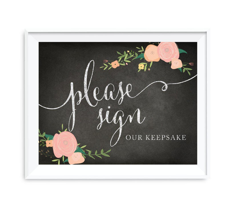 Chalkboard & Floral Roses Wedding Party Signs-Set of 1-Andaz Press-Mr. & Mrs.-
