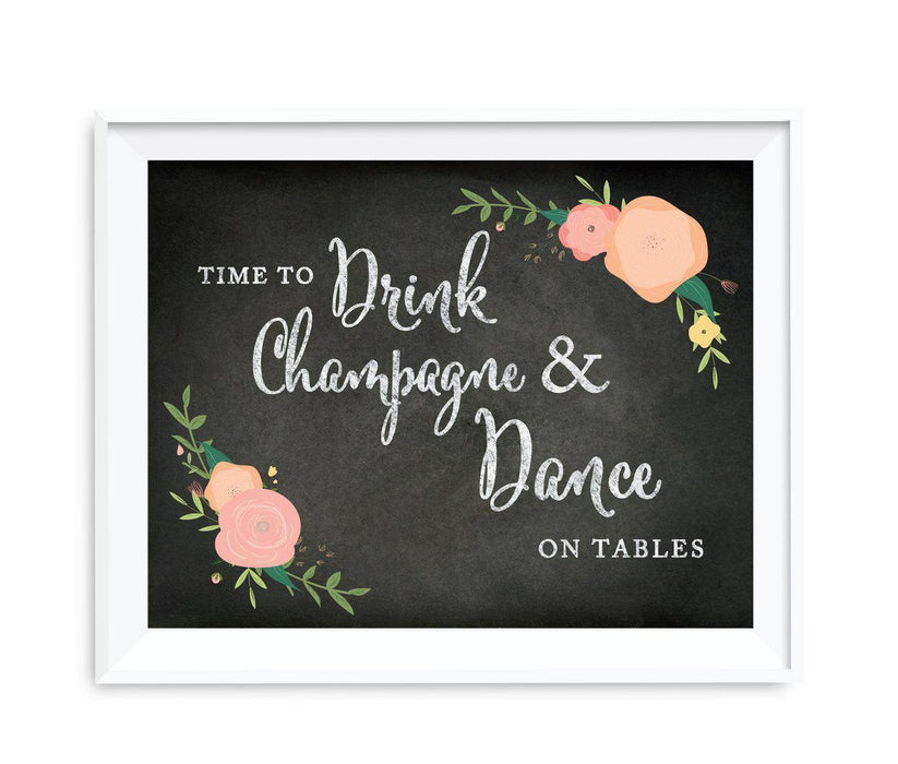 Chalkboard & Floral Roses Wedding Party Signs-Set of 1-Andaz Press-Mr. & Mrs.-