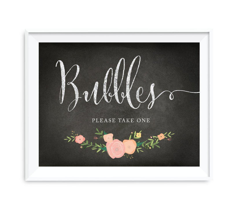 Chalkboard & Floral Roses Wedding Party Signs-Set of 1-Andaz Press-Mr. & Mrs.-