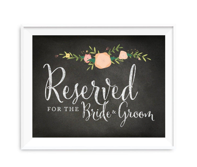 Chalkboard & Floral Roses Wedding Party Signs-Set of 1-Andaz Press-Mr. & Mrs.-