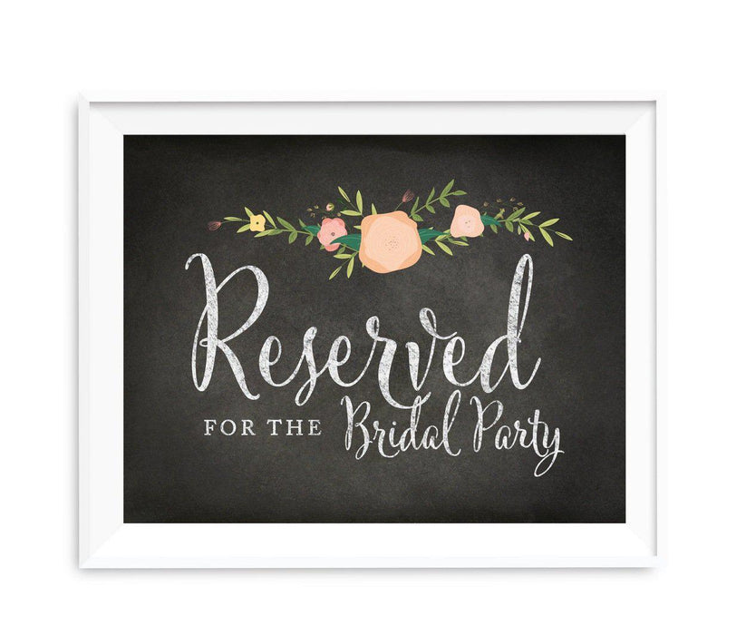 Chalkboard & Floral Roses Wedding Party Signs-Set of 1-Andaz Press-Mr. & Mrs.-