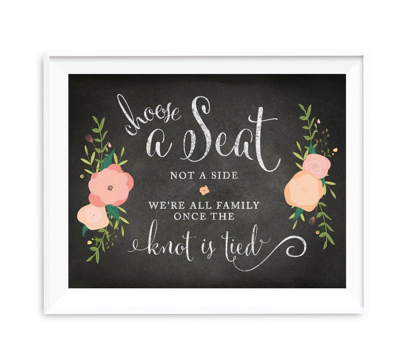 Chalkboard & Floral Roses Wedding Party Signs-Set of 1-Andaz Press-Mr. & Mrs.-