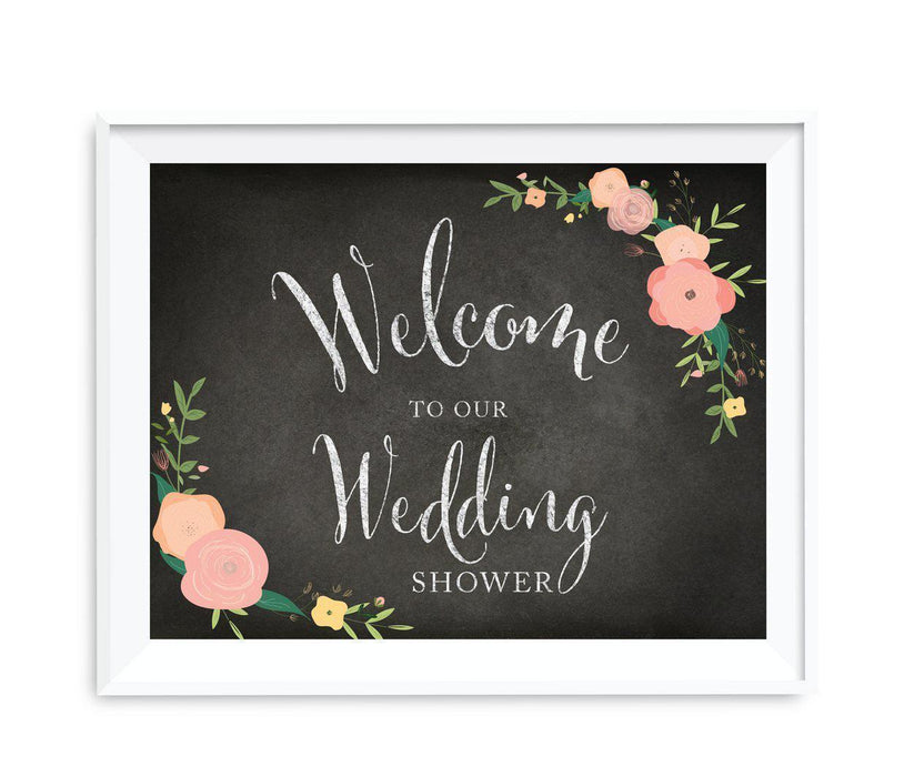 Chalkboard & Floral Roses Wedding Party Signs-Set of 1-Andaz Press-Mr. & Mrs.-