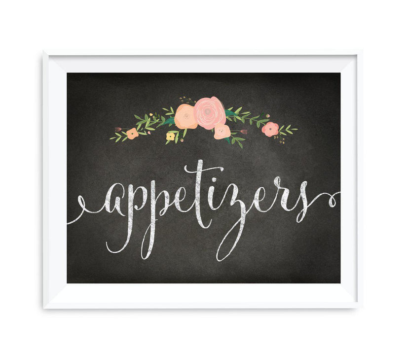 Chalkboard & Floral Roses Wedding Party Signs-Set of 1-Andaz Press-Appetizers-