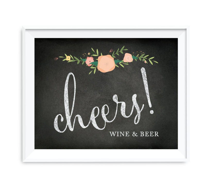 Chalkboard & Floral Roses Wedding Party Signs-Set of 1-Andaz Press-Beer & Wine-