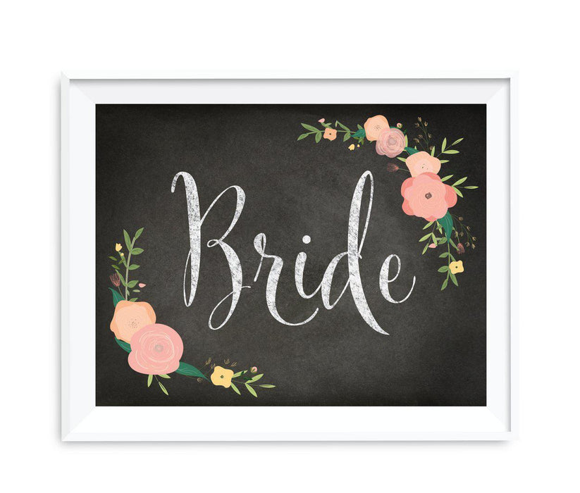 Chalkboard & Floral Roses Wedding Party Signs-Set of 1-Andaz Press-Bride-