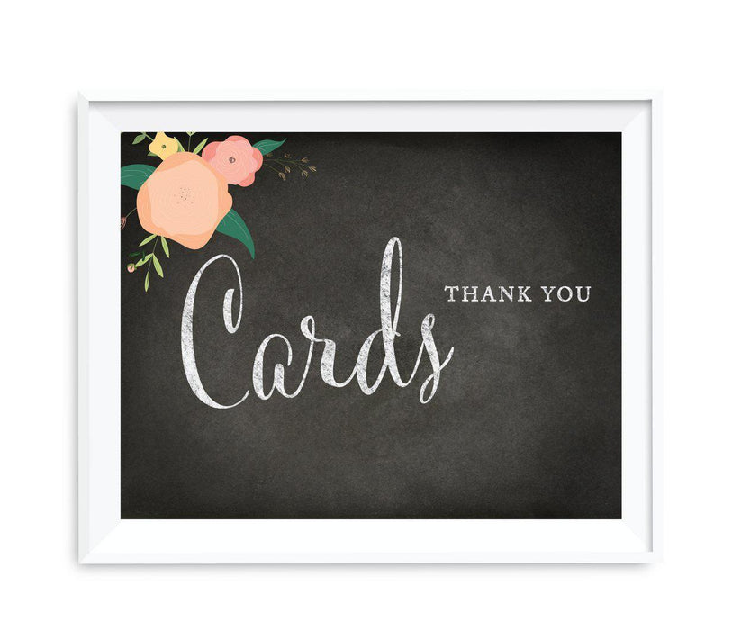 Chalkboard & Floral Roses Wedding Party Signs-Set of 1-Andaz Press-Cards Thank You-