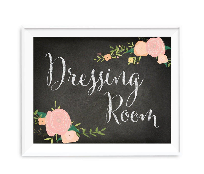 Chalkboard & Floral Roses Wedding Party Signs-Set of 1-Andaz Press-Dressing Room-