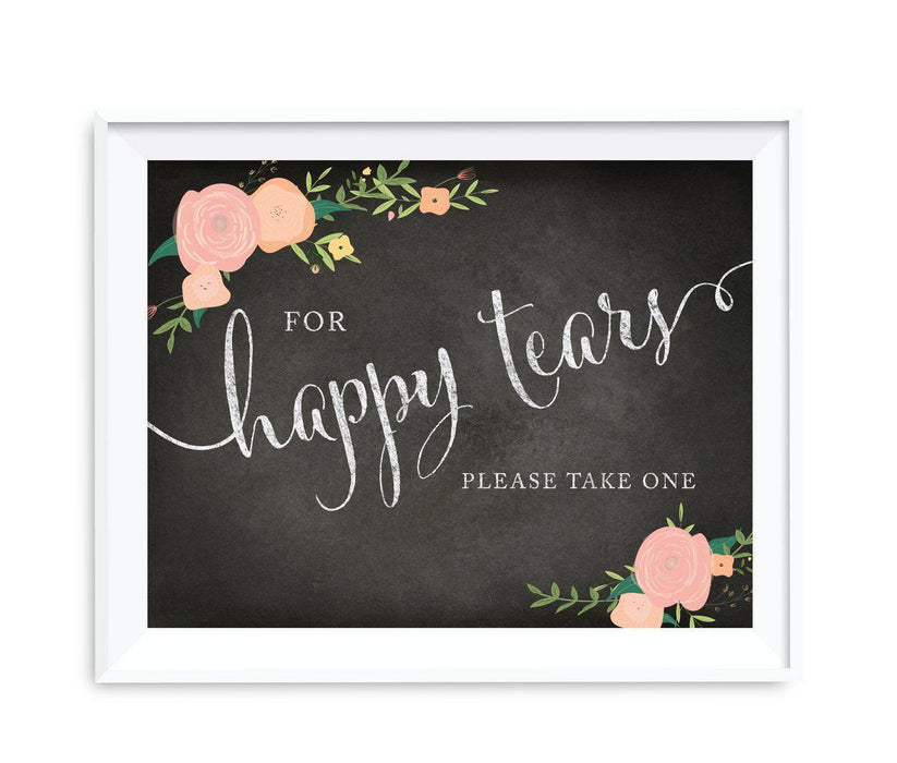Chalkboard & Floral Roses Wedding Party Signs-Set of 1-Andaz Press-For Happy Tears Tissue-