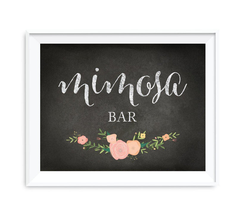 Chalkboard & Floral Roses Wedding Party Signs-Set of 1-Andaz Press-Mimosa Bar-