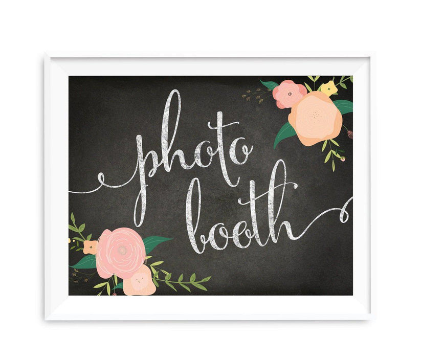 Chalkboard & Floral Roses Wedding Party Signs-Set of 1-Andaz Press-Photo Booth-