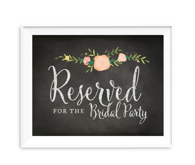 Chalkboard & Floral Roses Wedding Party Signs-Set of 1-Andaz Press-Reserved For The Bridal Party-