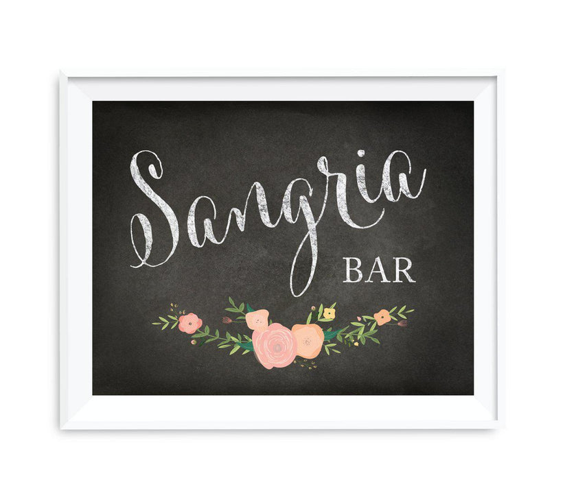 Chalkboard & Floral Roses Wedding Party Signs-Set of 1-Andaz Press-Sangria Bar-