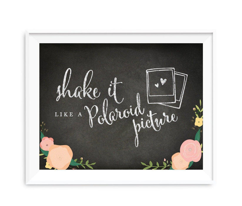 Chalkboard & Floral Roses Wedding Party Signs-Set of 1-Andaz Press-Shake It Like A Polaroid Picture-