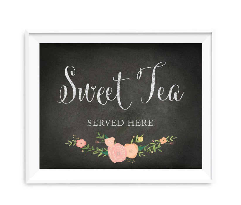 Chalkboard & Floral Roses Wedding Party Signs-Set of 1-Andaz Press-Sweet Tea-