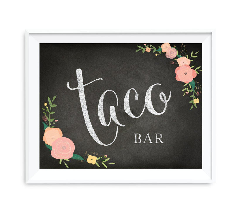 Chalkboard & Floral Roses Wedding Party Signs-Set of 1-Andaz Press-Taco Bar-