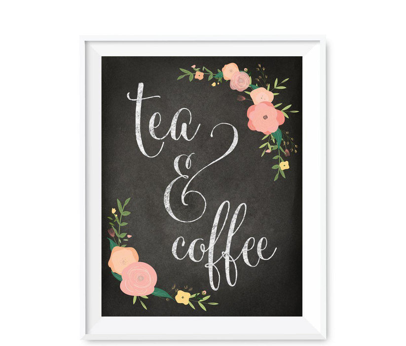 Chalkboard & Floral Roses Wedding Party Signs-Set of 1-Andaz Press-Tea & Coffee-