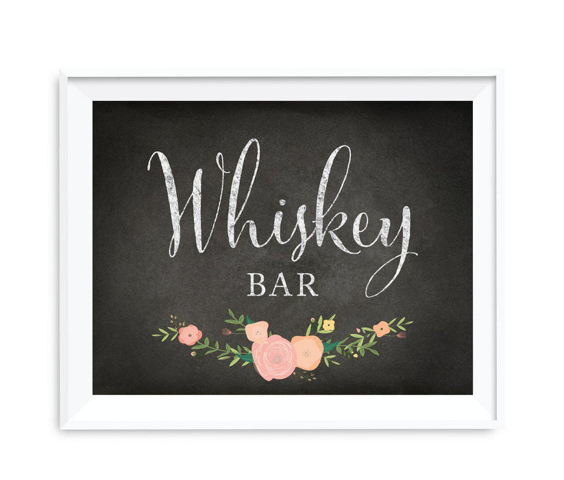 Chalkboard & Floral Roses Wedding Party Signs-Set of 1-Andaz Press-Whiskey Bar-