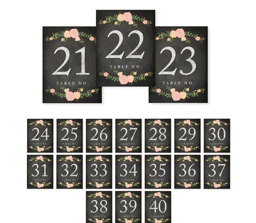 Chalkboard Floral Wedding Table Numbers-Set of 20-Andaz Press-1-20-