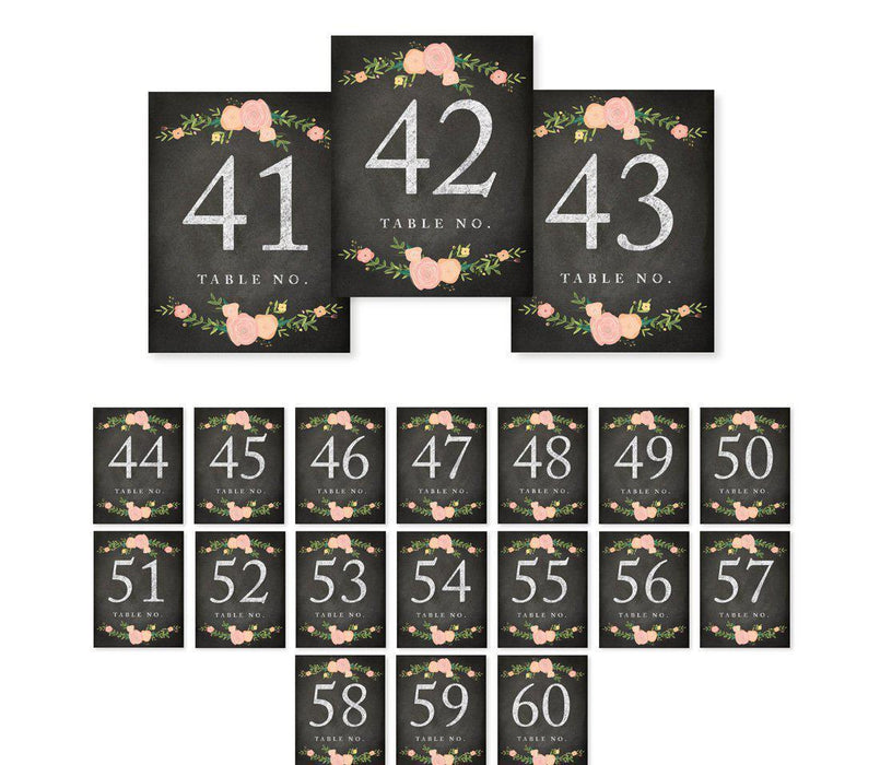 Chalkboard Floral Wedding Table Numbers-Set of 20-Andaz Press-1-20-