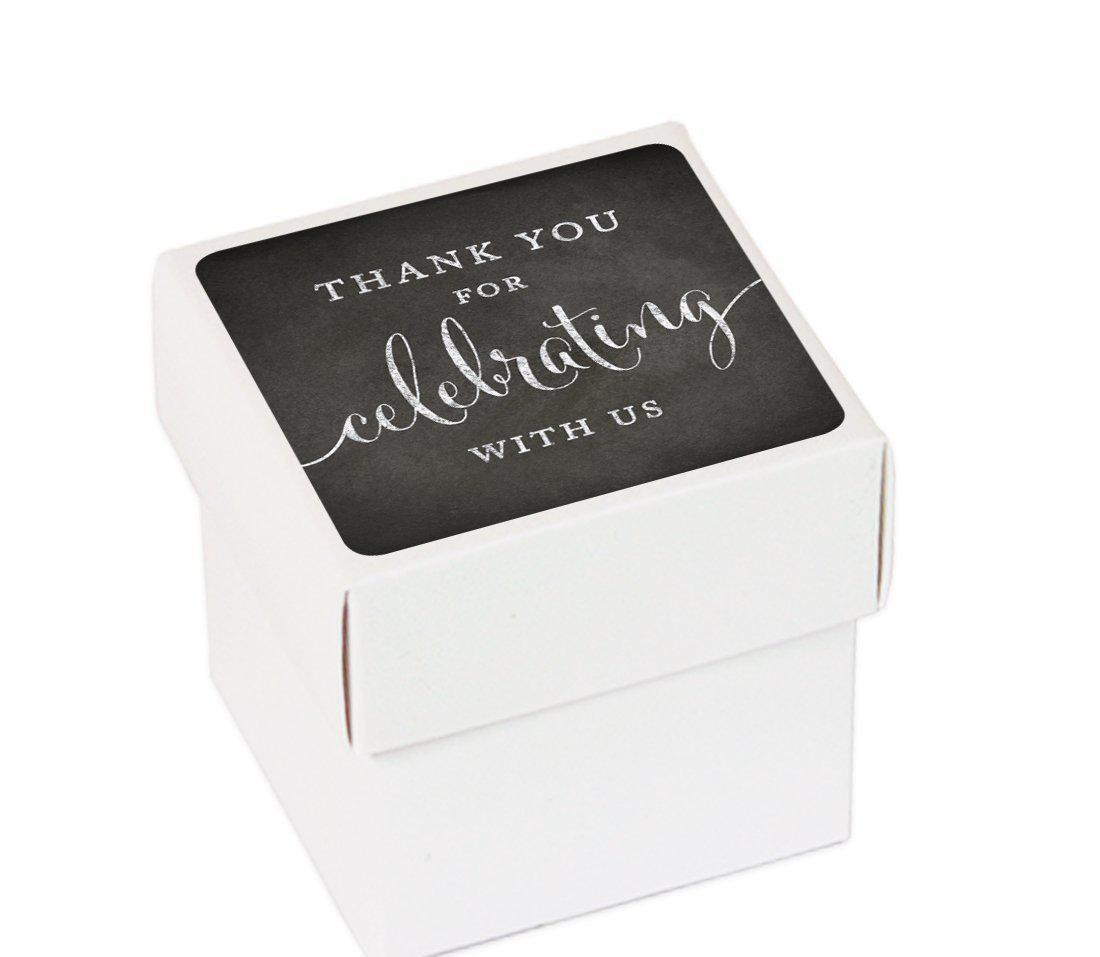 Chalkboard Square Party Favor Boxes, Thank You for Celebrating With Us-Set of 20-Andaz Press-