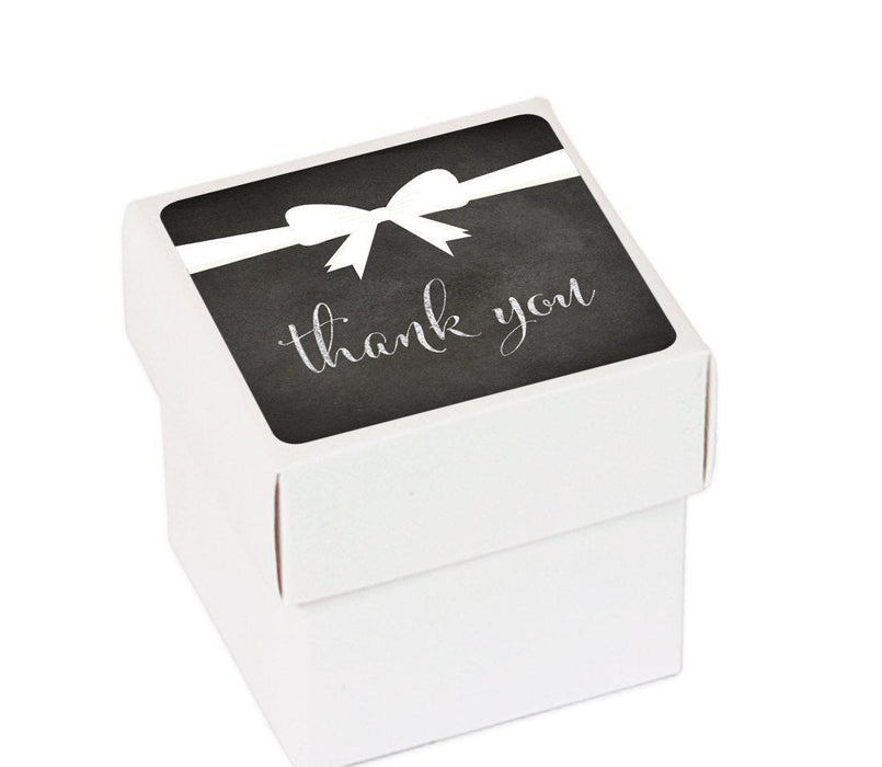 Chalkboard Square Party Favor Boxes, Thank You with Bow-Set of 20-Andaz Press-