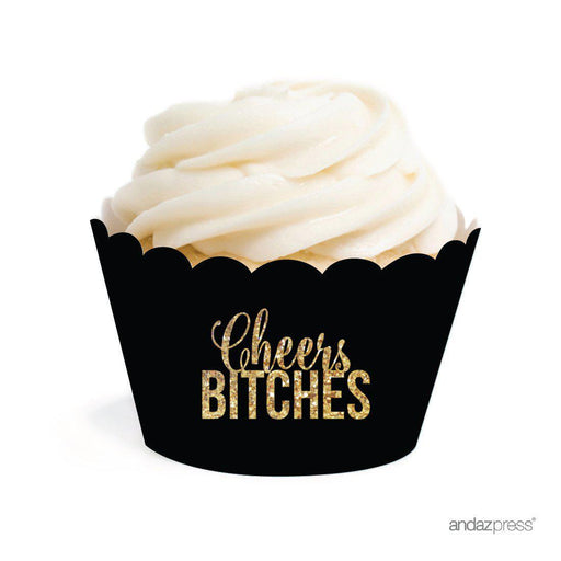 Cheers Bitches Bachelorette Party Cupcake Wrappers-Set of 24-Andaz Press-