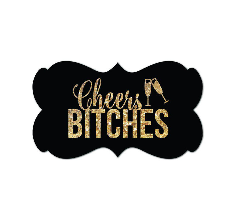 Cheers Bitches Bachelorette Party Fancy Frame Label Stickers-Set of 36-Andaz Press-