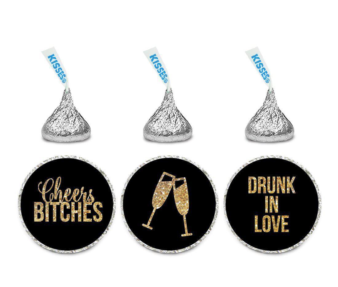 Cheers Bitches Bachelorette Party Hershey's Kisses Stickers-Set of 216-Andaz Press-
