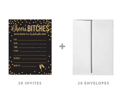 Cheers Bitches Bachelorette Party Invitations-Set of 20-Andaz Press-