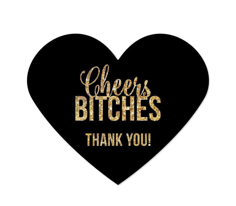 Cheers Bitches Bachelorette Party Mini Heart Label Stickers, Thank You-Set of 75-Andaz Press-