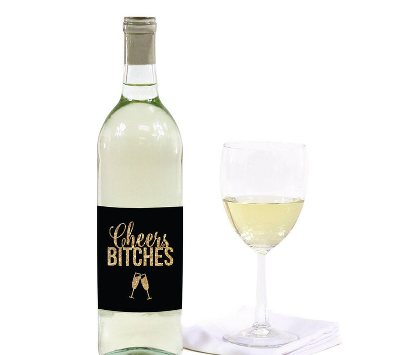 Cheers Bitches Bachelorette Party Wine Bottle Label Stickers-Set of 20-Andaz Press-