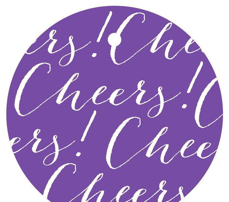 Cheers! Circle Gift Tags, Chic Style-Set of 24-Andaz Press-Purple-