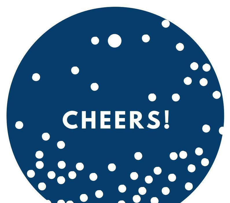 Cheers! Circle Gift Tags, Modern Style-Set of 24-Andaz Press-Navy Blue-
