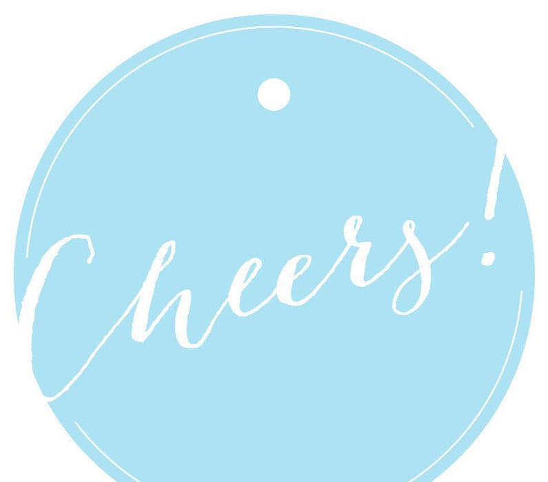 Cheers! Circle Gift Tags, Whimsical Style-Set of 24-Andaz Press-Baby Blue-