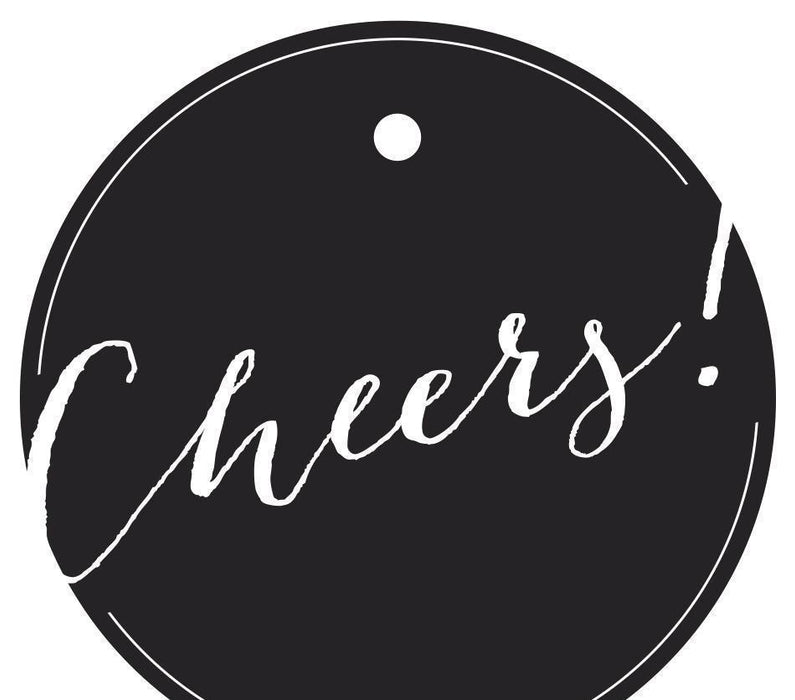 Cheers! Circle Gift Tags, Whimsical Style-Set of 24-Andaz Press-Black-