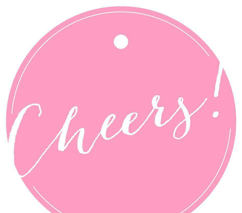 Cheers! Circle Gift Tags, Whimsical Style-Set of 24-Andaz Press-Bubblegum Pink-