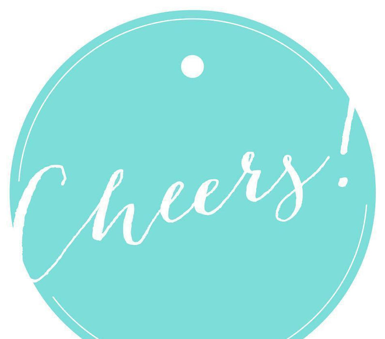 Cheers! Circle Gift Tags, Whimsical Style-Set of 24-Andaz Press-Diamond Blue-