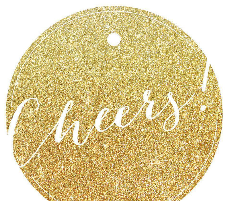 Cheers! Circle Gift Tags, Whimsical Style-Set of 24-Andaz Press-Gold-