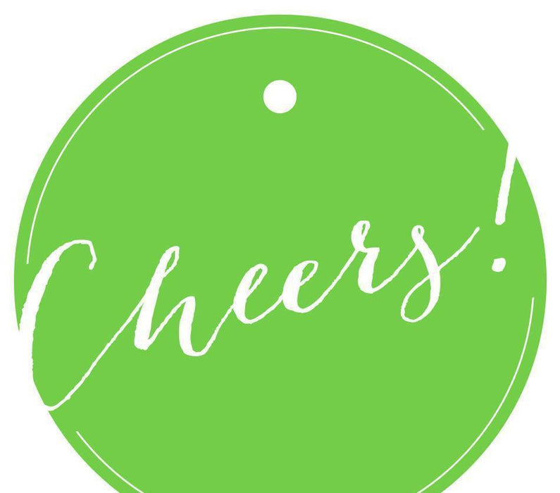 Cheers! Circle Gift Tags, Whimsical Style-Set of 24-Andaz Press-Kiwi Green-