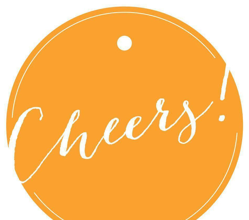 Cheers! Circle Gift Tags, Whimsical Style-Set of 24-Andaz Press-Orange-