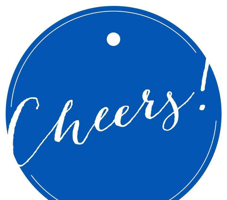 Cheers! Circle Gift Tags, Whimsical Style-Set of 24-Andaz Press-Royal Blue-