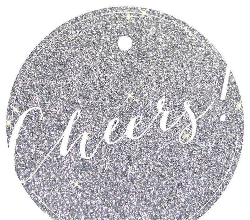 Cheers! Circle Gift Tags, Whimsical Style-Set of 24-Andaz Press-Silver-