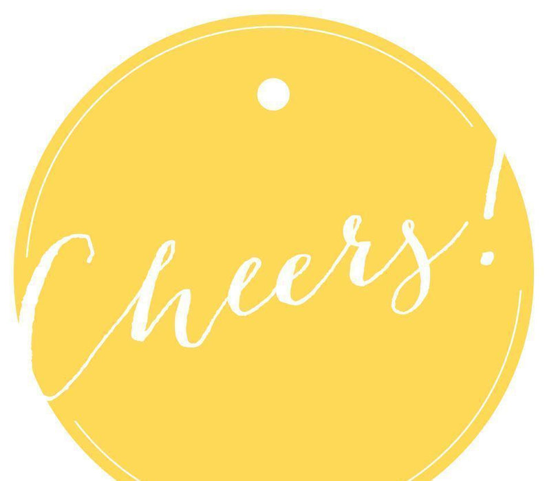 Cheers! Circle Gift Tags, Whimsical Style-Set of 24-Andaz Press-Yellow-