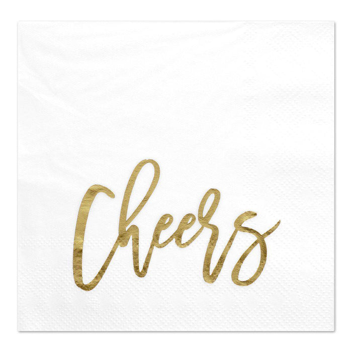 Cheers Funny Cocktail Napkins-Set of 50-Andaz Press-Gold-