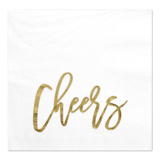 Cheers Funny Cocktail Napkins-Set of 50-Andaz Press-Gold-